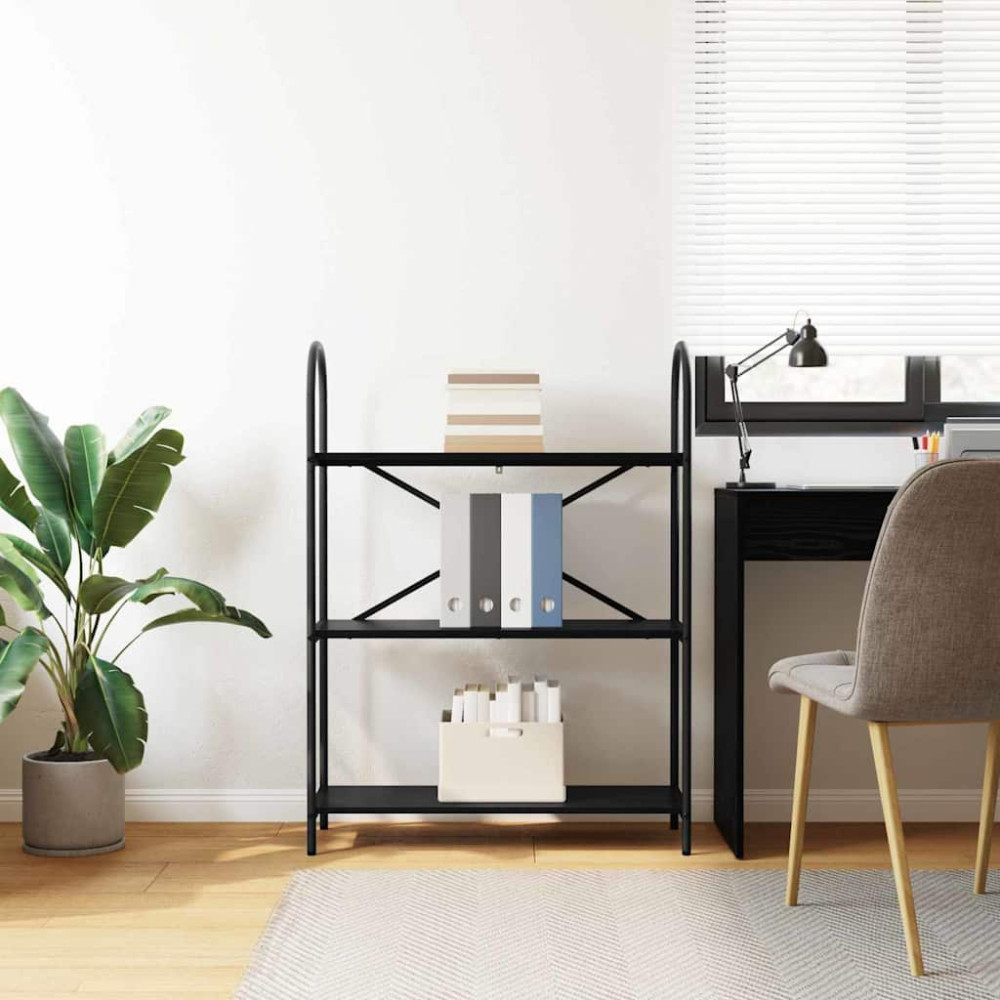 Produktbild för Hyllsystem Svart Ek 80 x 30 x 109 cm Konstruerat trä