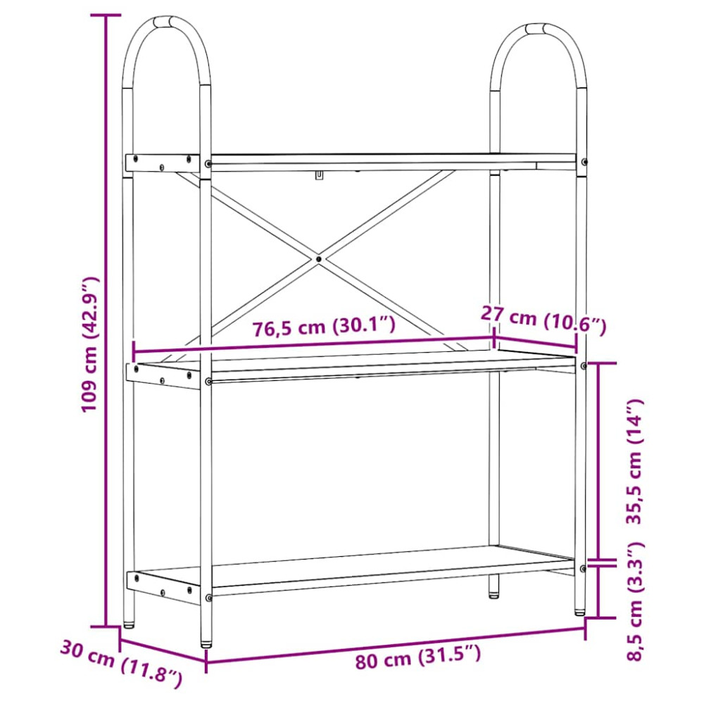 Produktbild för Hyllsystem Gammalt trä 80 x 30 x 109 cm Konstruerat trä