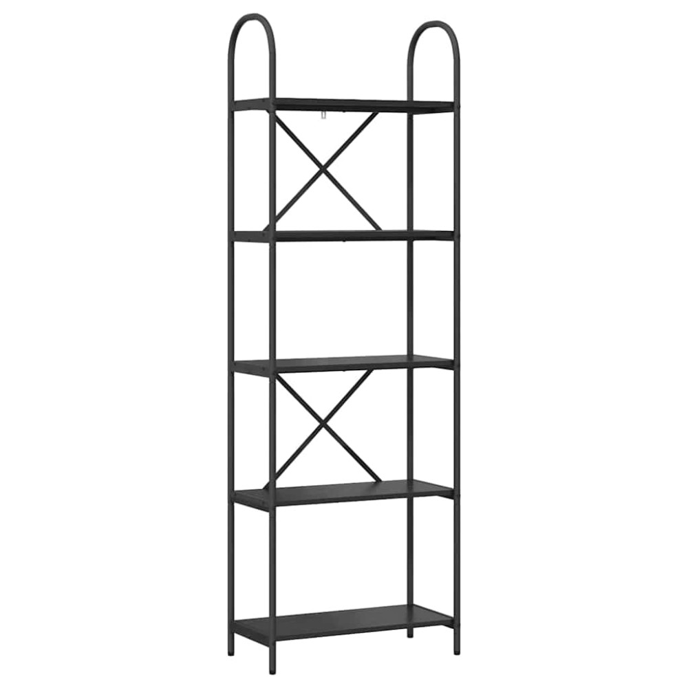 Produktbild för Hyllsystem Svart Ek 60 x 30 x 183 cm Konstruerat trä
