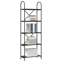 Produktbild för Hyllsystem Svart Ek 60 x 30 x 183 cm Konstruerat trä