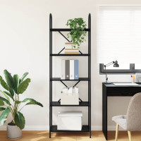 Produktbild för Hyllsystem Svart Ek 60 x 30 x 183 cm Konstruerat trä
