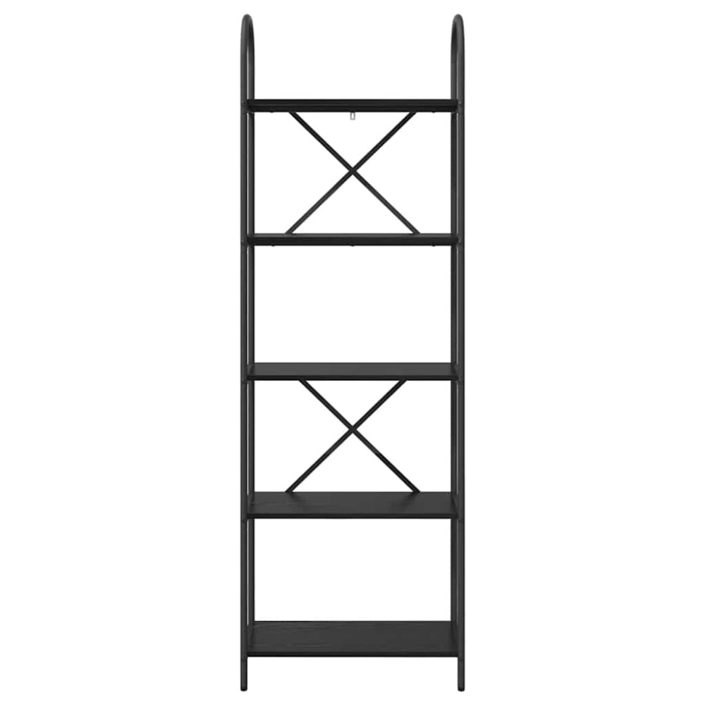 Produktbild för Hyllsystem Svart Ek 60 x 30 x 183 cm Konstruerat trä