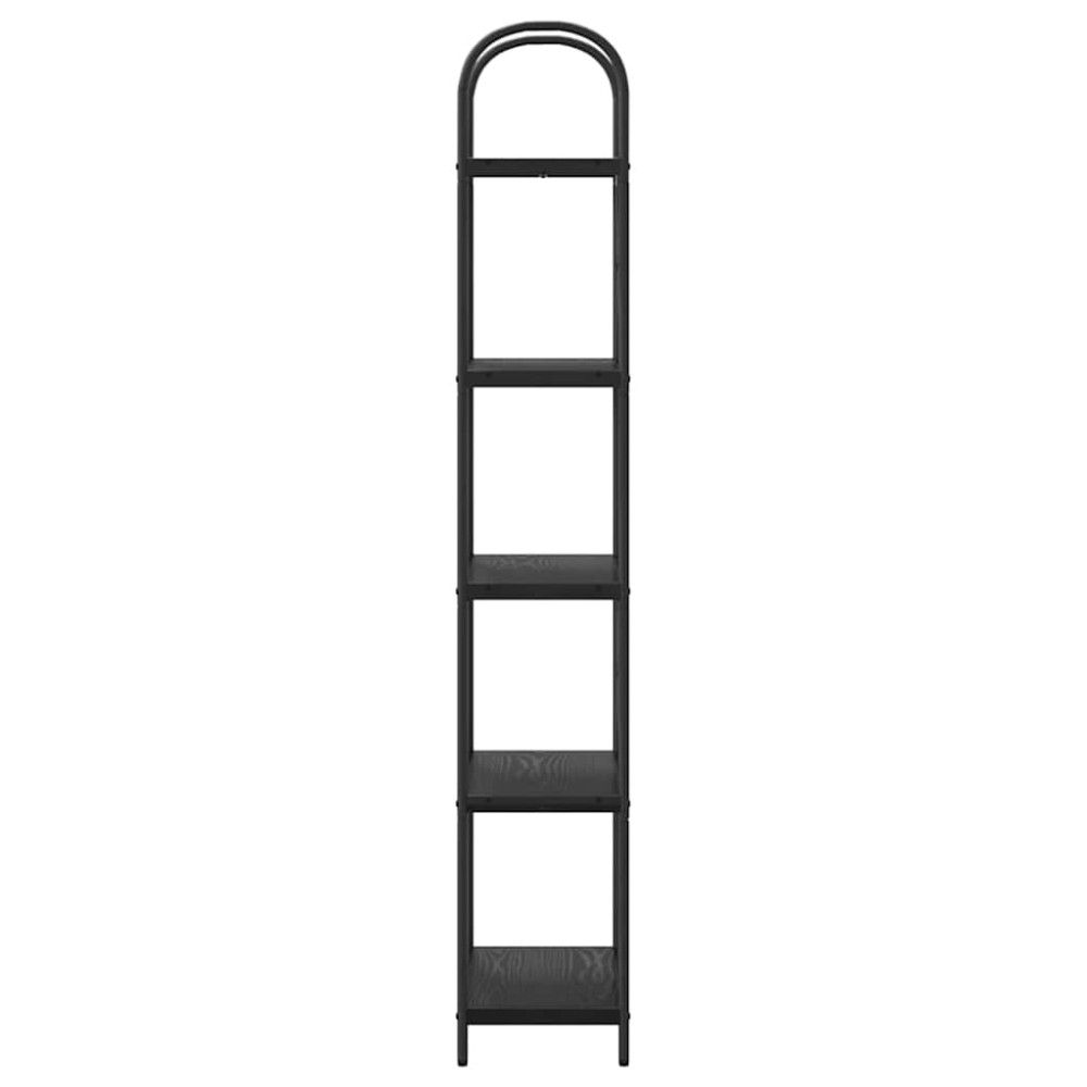 Produktbild för Hyllsystem Svart Ek 60 x 30 x 183 cm Konstruerat trä