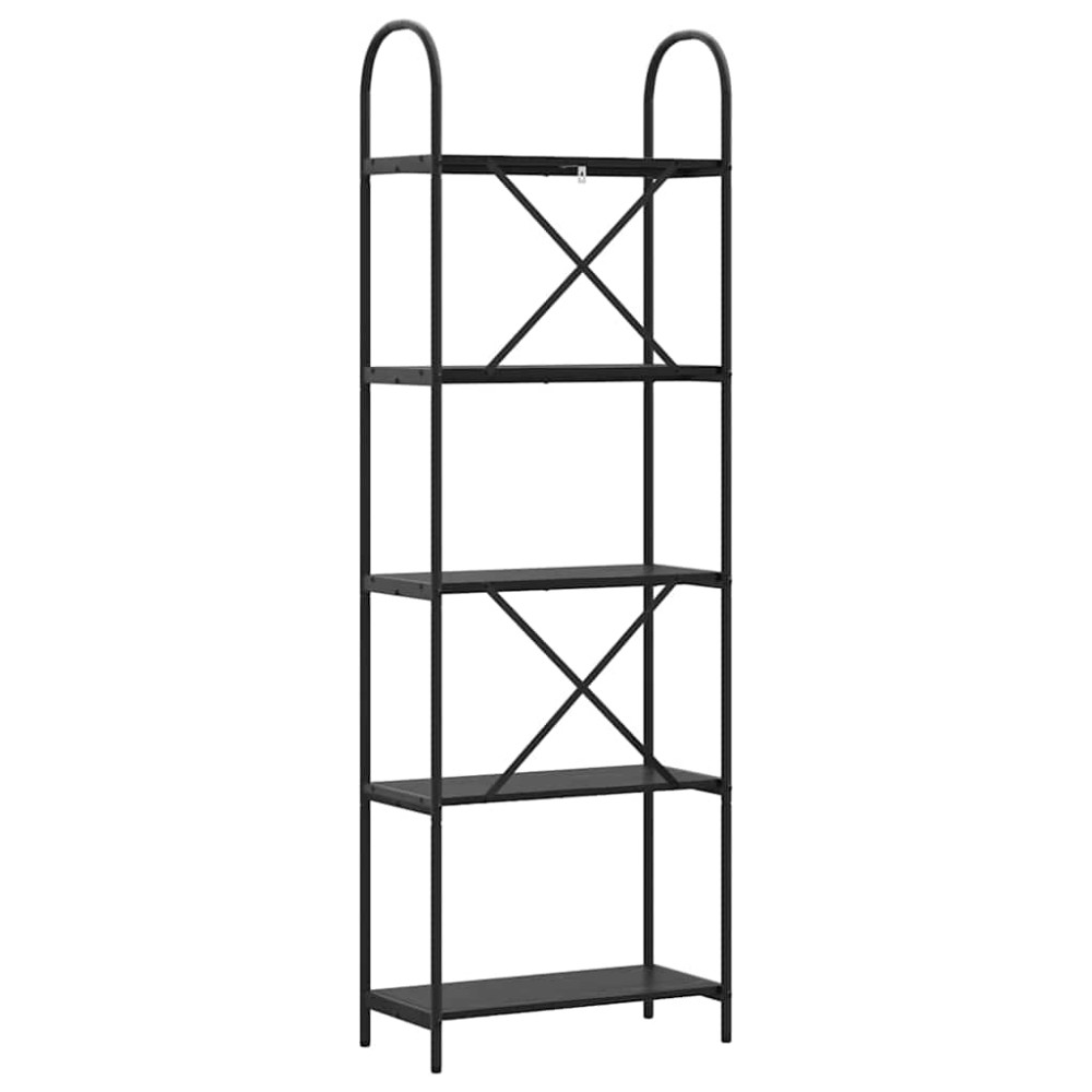 Produktbild för Hyllsystem Svart Ek 60 x 30 x 183 cm Konstruerat trä