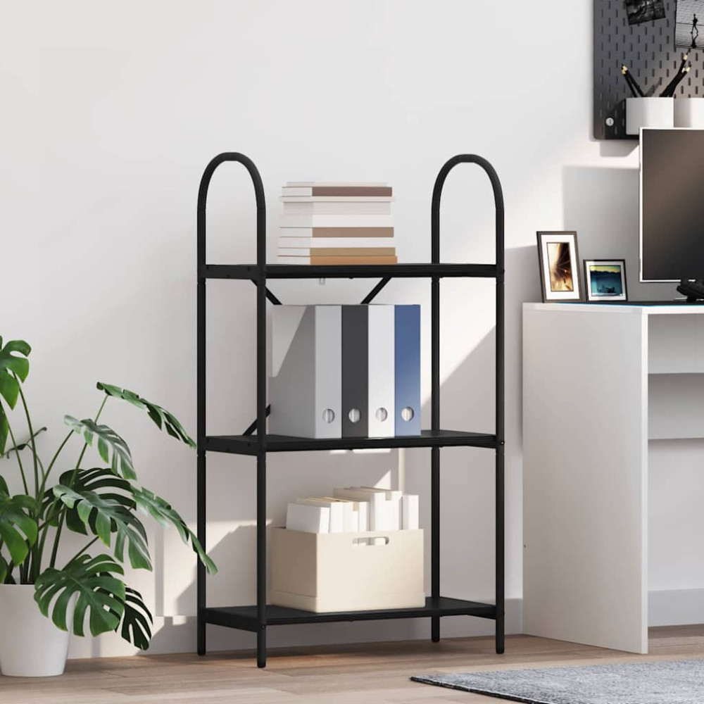 Produktbild för Hyllsystem Svart Ek 60 x 30 x 109 cm Konstruerat trä