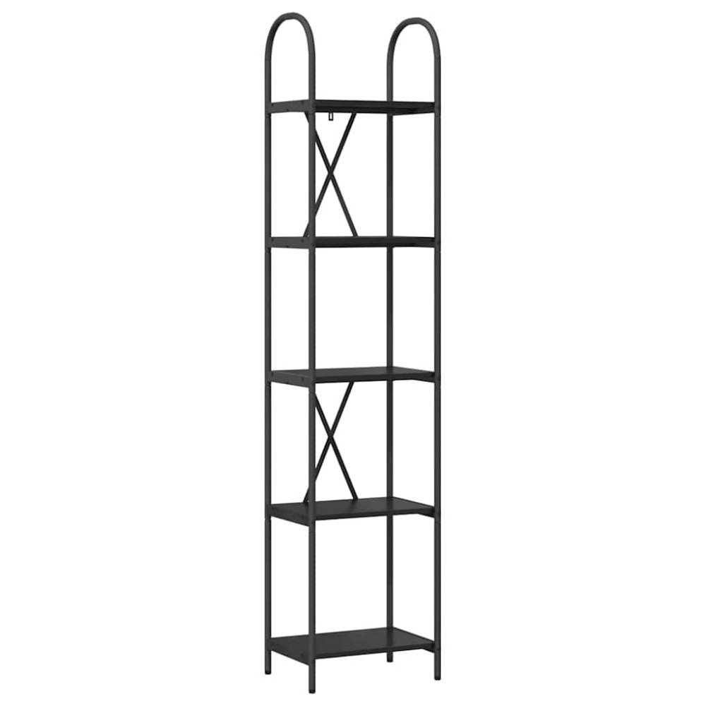 Produktbild för Hyllsystem Svart Ek 40 x 30 x 183 cm Konstruerat trä
