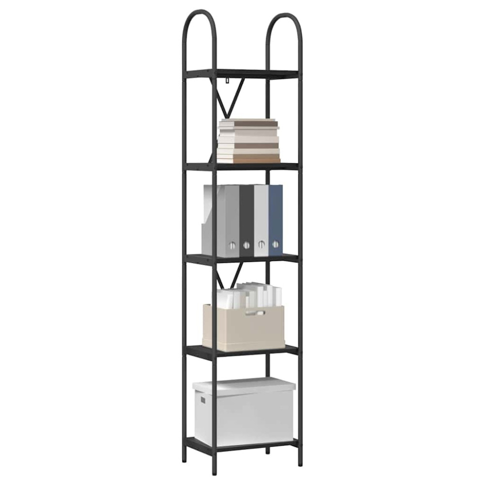 Produktbild för Hyllsystem Svart Ek 40 x 30 x 183 cm Konstruerat trä