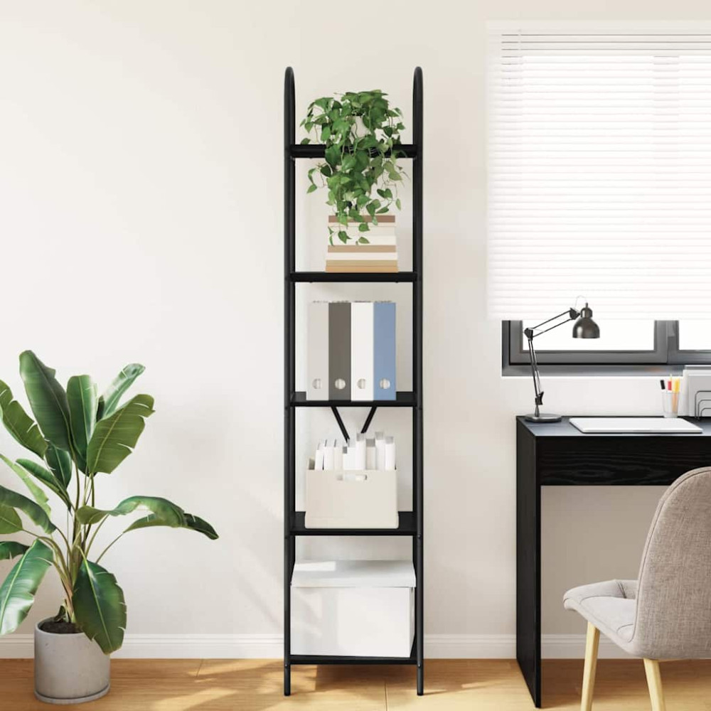 Produktbild för Hyllsystem Svart Ek 40 x 30 x 183 cm Konstruerat trä
