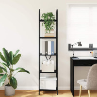 Produktbild för Hyllsystem Svart Ek 40 x 30 x 183 cm Konstruerat trä