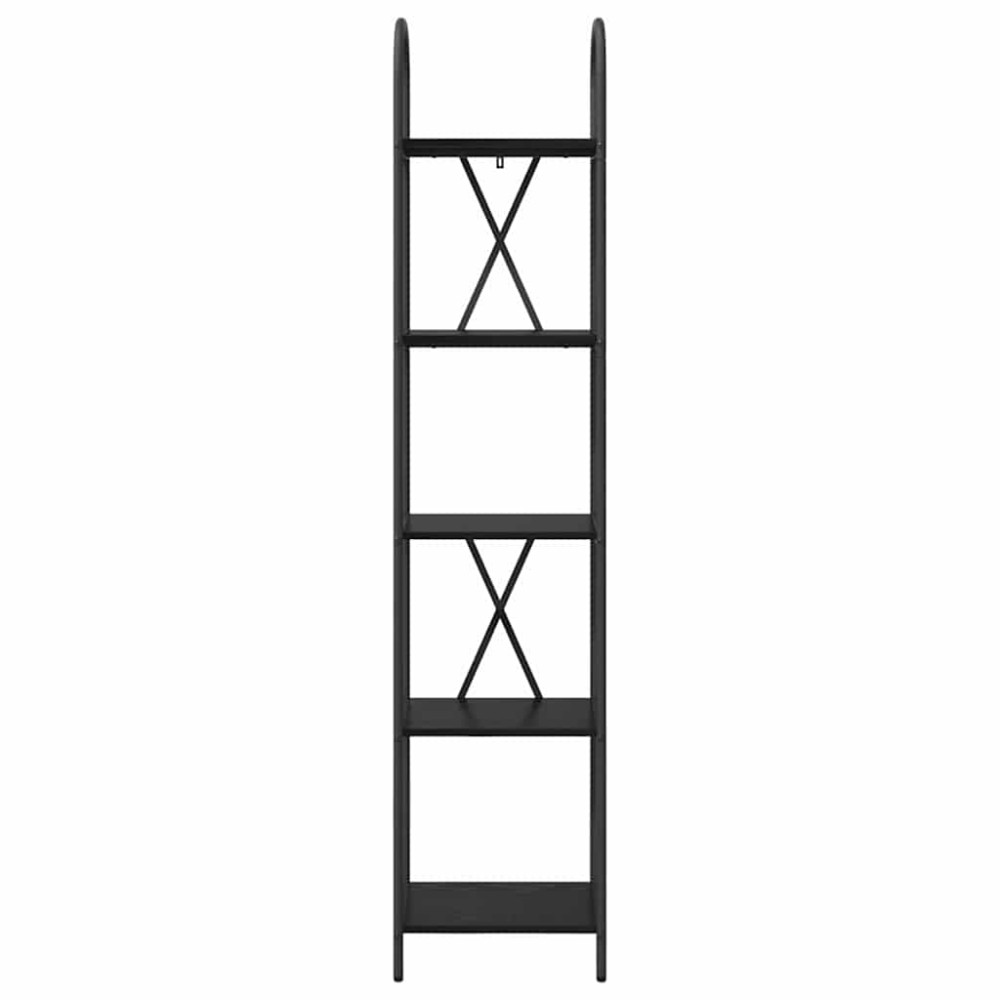 Produktbild för Hyllsystem Svart Ek 40 x 30 x 183 cm Konstruerat trä