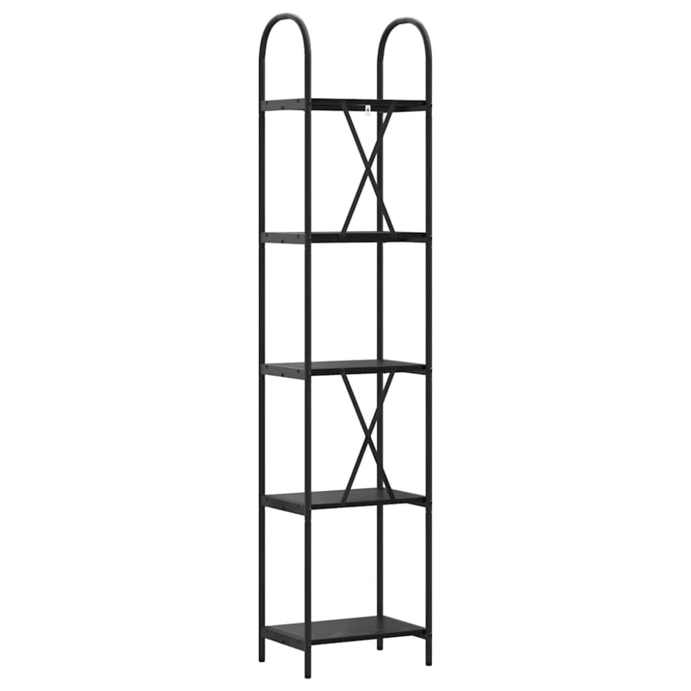 Produktbild för Hyllsystem Svart Ek 40 x 30 x 183 cm Konstruerat trä