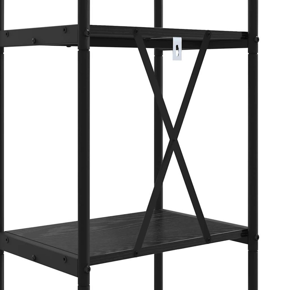 Produktbild för Hyllsystem Svart Ek 40 x 30 x 183 cm Konstruerat trä