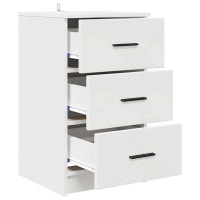 Produktbild för Nattduksbord med låda Vit 38 x 38 x 66 cm Konstruerat trä