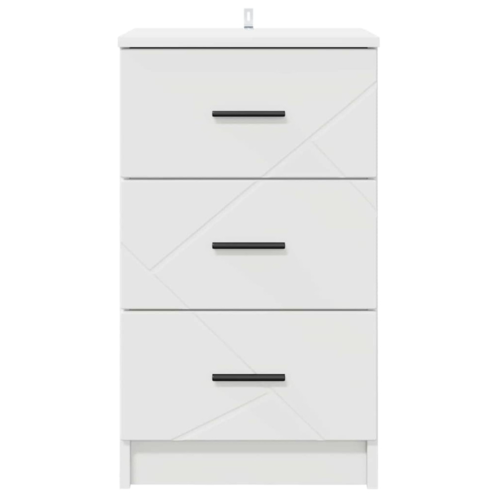 Produktbild för Nattduksbord med låda Vit 38 x 38 x 66 cm Konstruerat trä