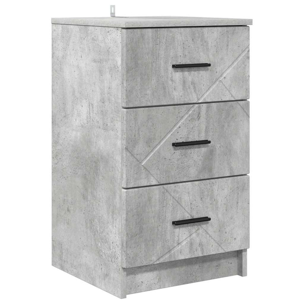 Produktbild för Nattduksbord med låda Betonggrå 38 x 38 x 66 cm Konstruerat trä