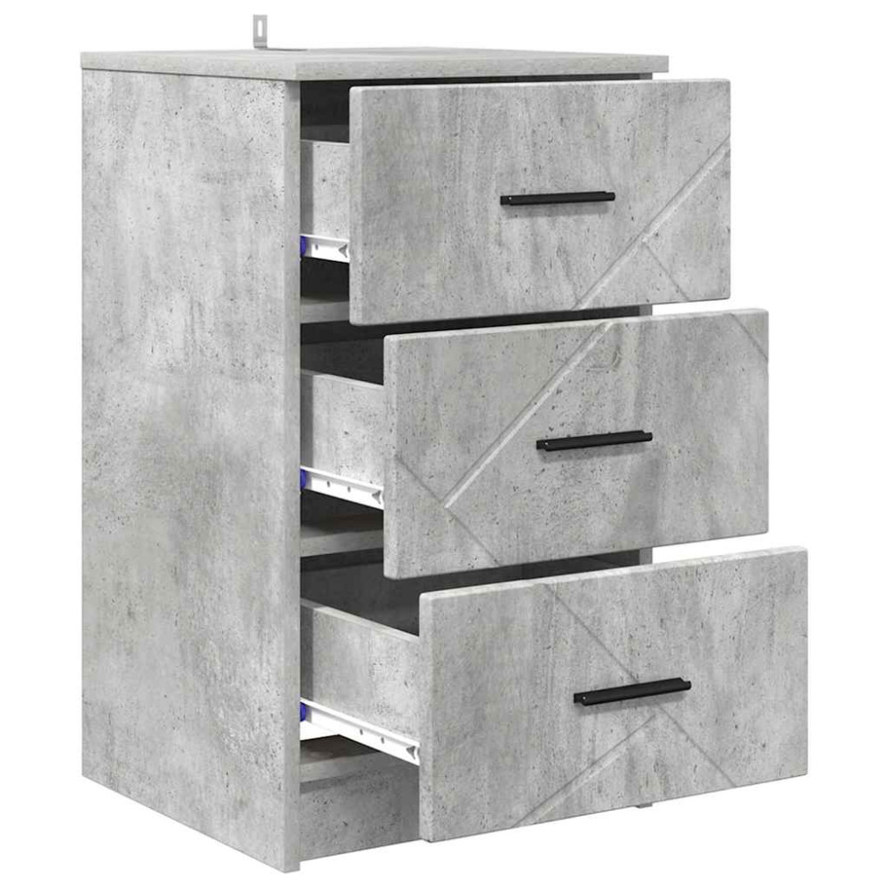 Produktbild för Nattduksbord med låda Betonggrå 38 x 38 x 66 cm Konstruerat trä