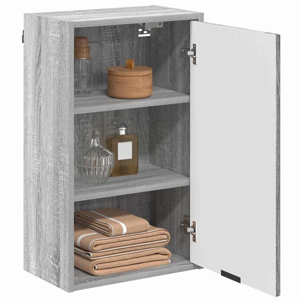 Produktbild för Badrumsskåp Väggmonterad med dörr Grå Sonoma 39 x 23,5 x 65 cm