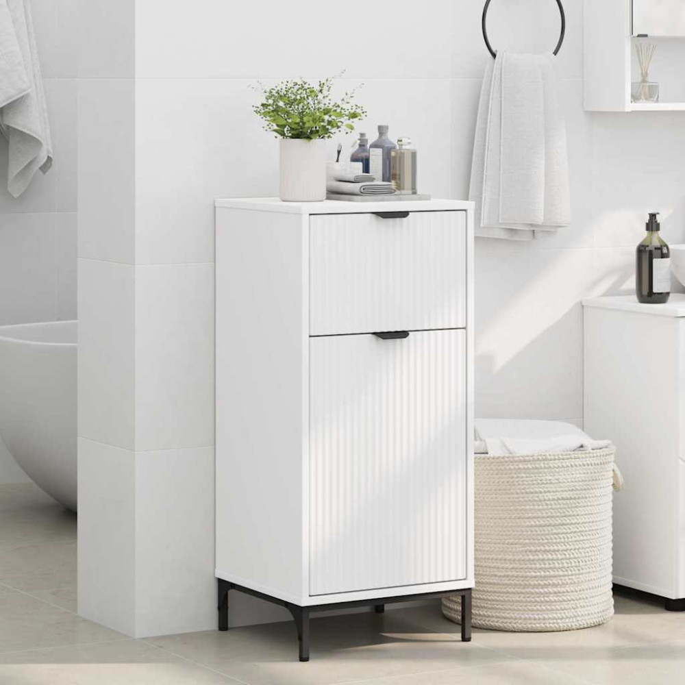Produktbild för Badrumsskåp Vit 39,5 x 36 x 88 cm Konstruerat trä & Metall