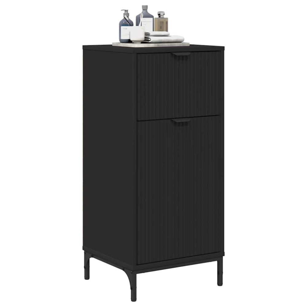 Produktbild för Badrumsskåp Svart 39,5 x 36 x 88 cm Konstruerat trä & Metall