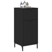 Produktbild för Badrumsskåp Svart 39,5 x 36 x 88 cm Konstruerat trä & Metall
