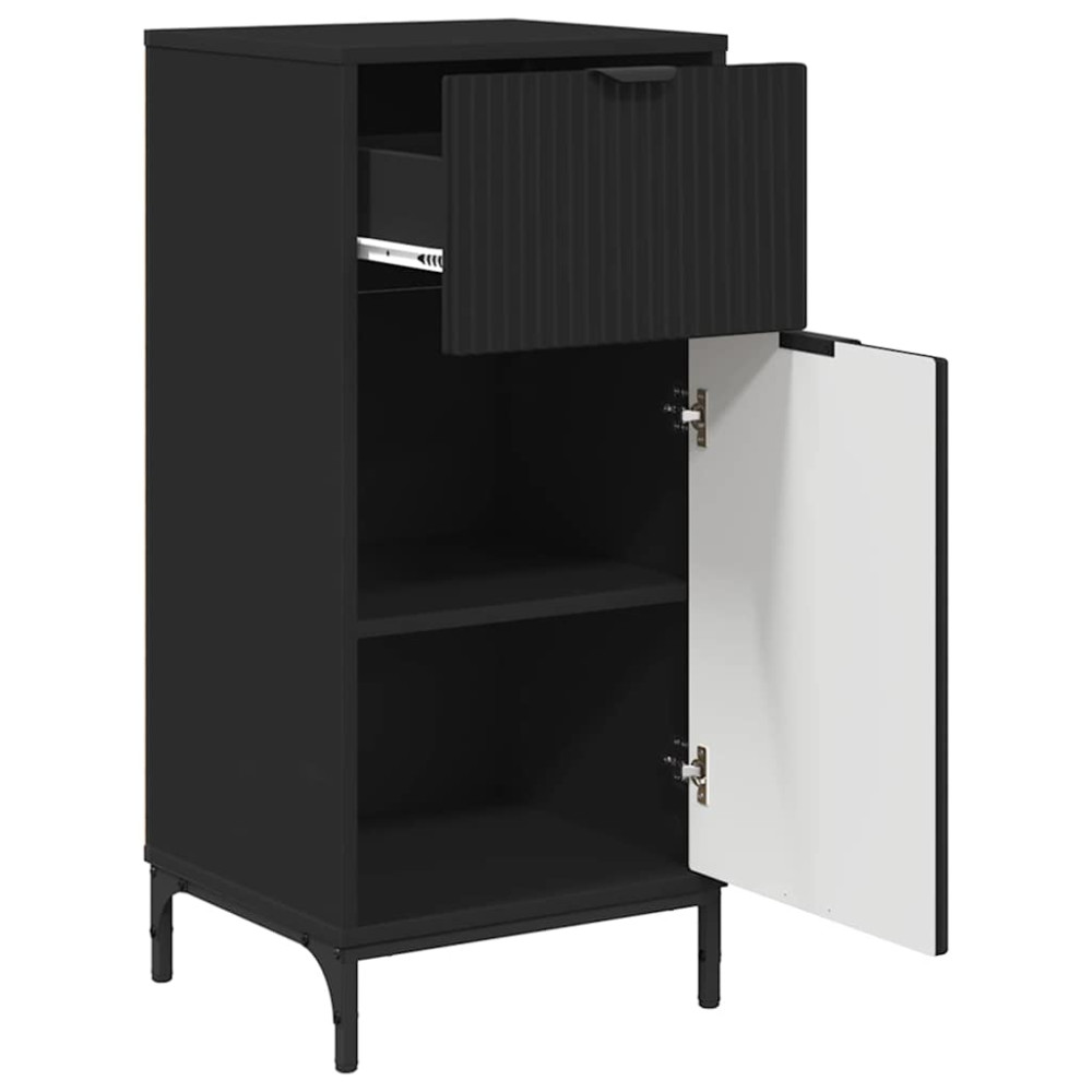 Produktbild för Badrumsskåp Svart 39,5 x 36 x 88 cm Konstruerat trä & Metall