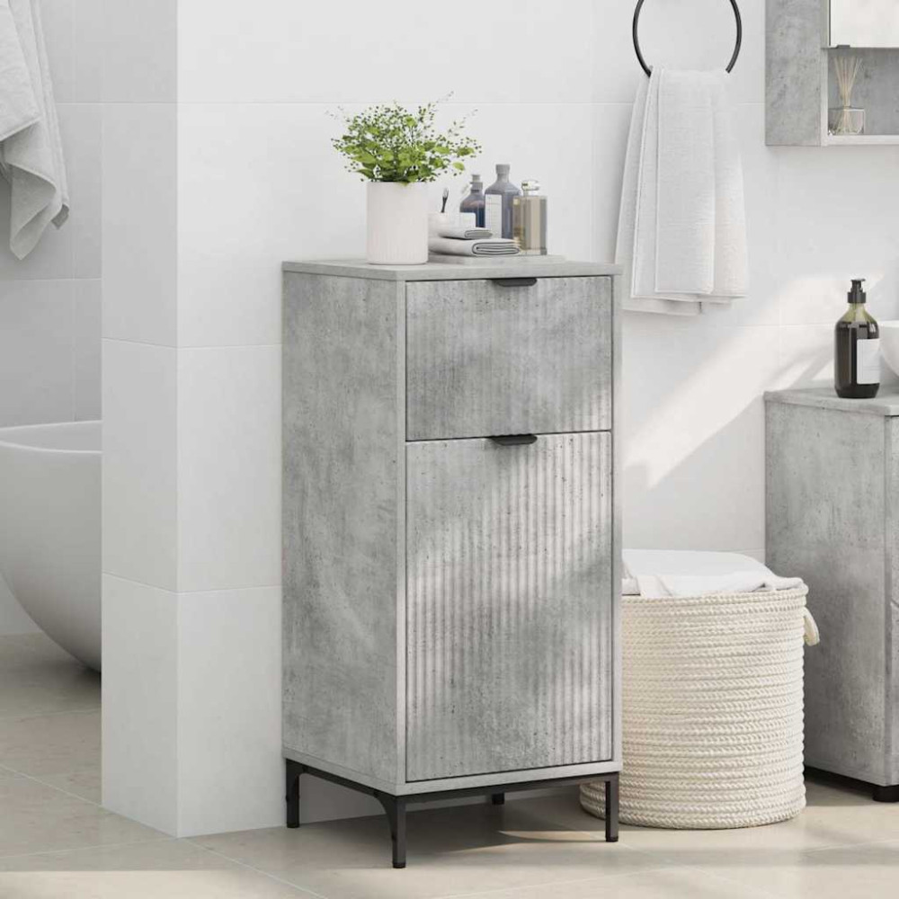 Produktbild för Badrumsskåp med låda med lagring Betonggrå 39,5 x 36 x 88 cm