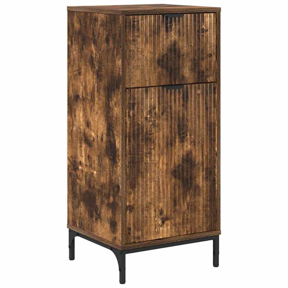 Produktbild för Badrumsskåp Rökt ek 39,5 x 36 x 88 cm Konstruerat trä & Metall