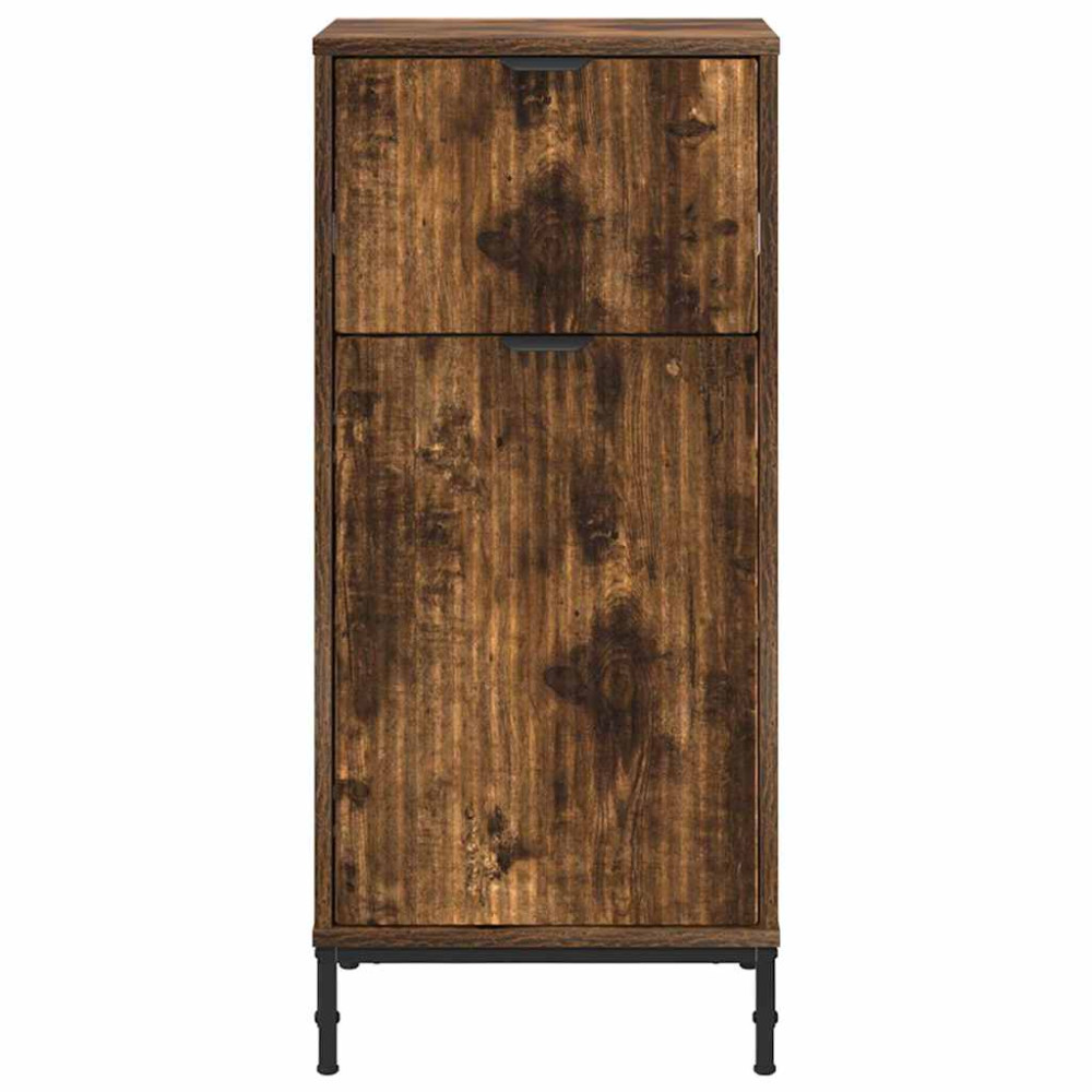 Produktbild för Badrumsskåp Rökt ek 39,5 x 36 x 88 cm Konstruerat trä & Metall