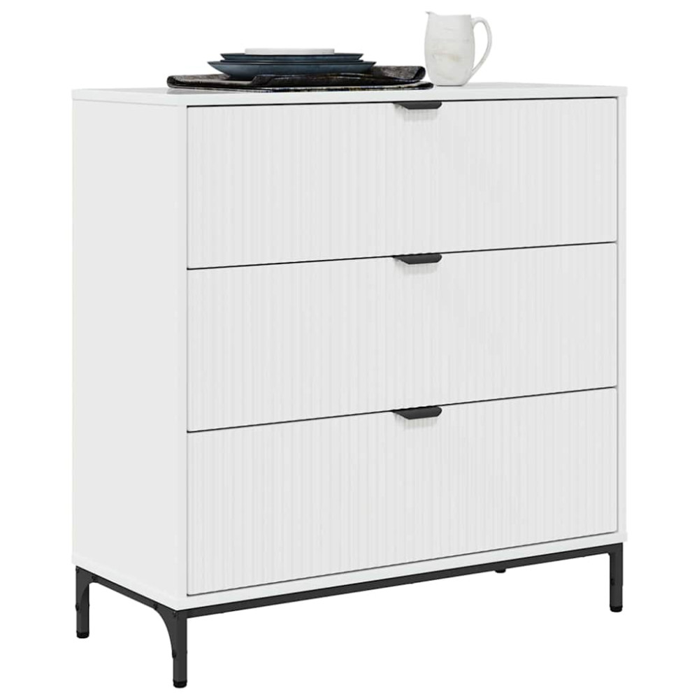 Produktbild för Sideboard Högblanka vita 79,5 x 33 x 82 cm Konstruerat trä