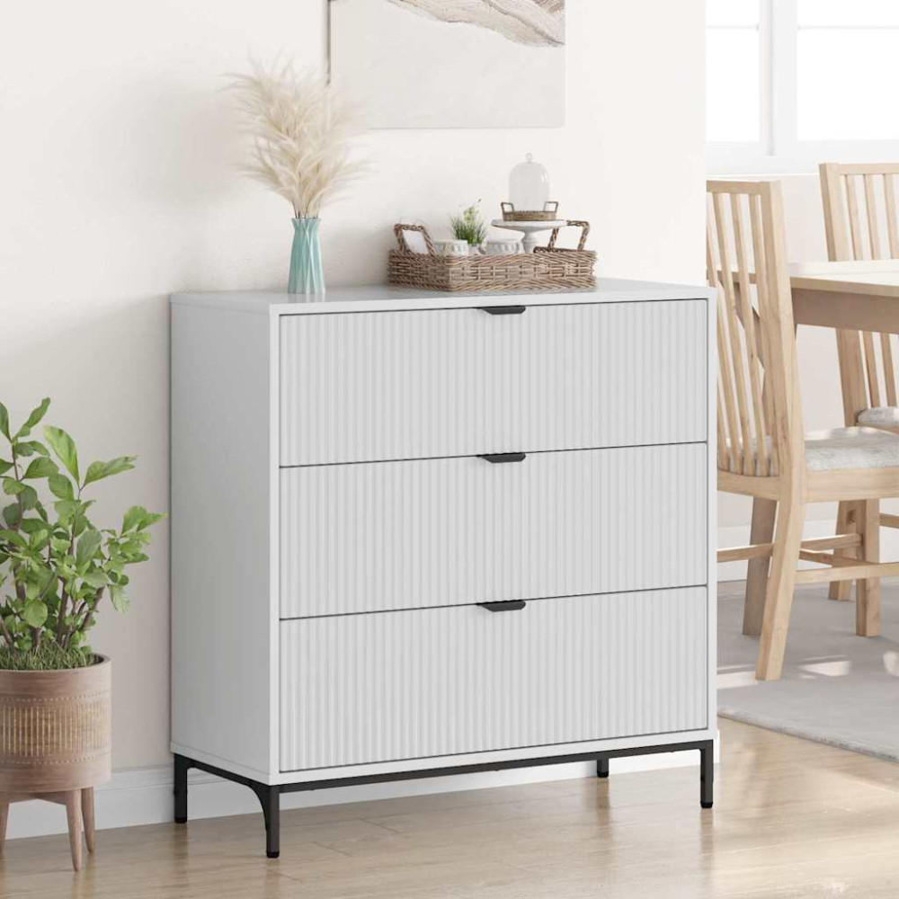 Produktbild för Sideboard Högblanka vita 79,5 x 33 x 82 cm Konstruerat trä