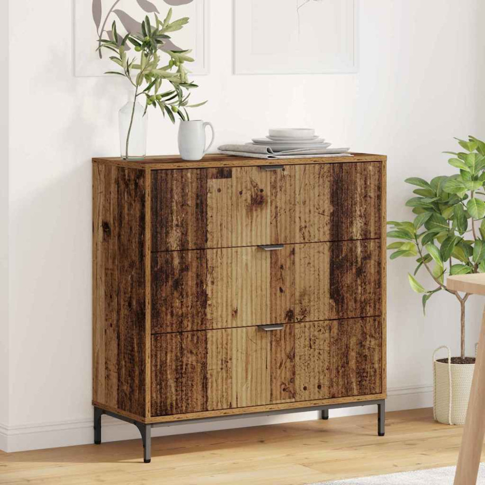 Produktbild för Sideboard Gammalt trä 79,5 x 33 x 82 cm Konstruerat trä