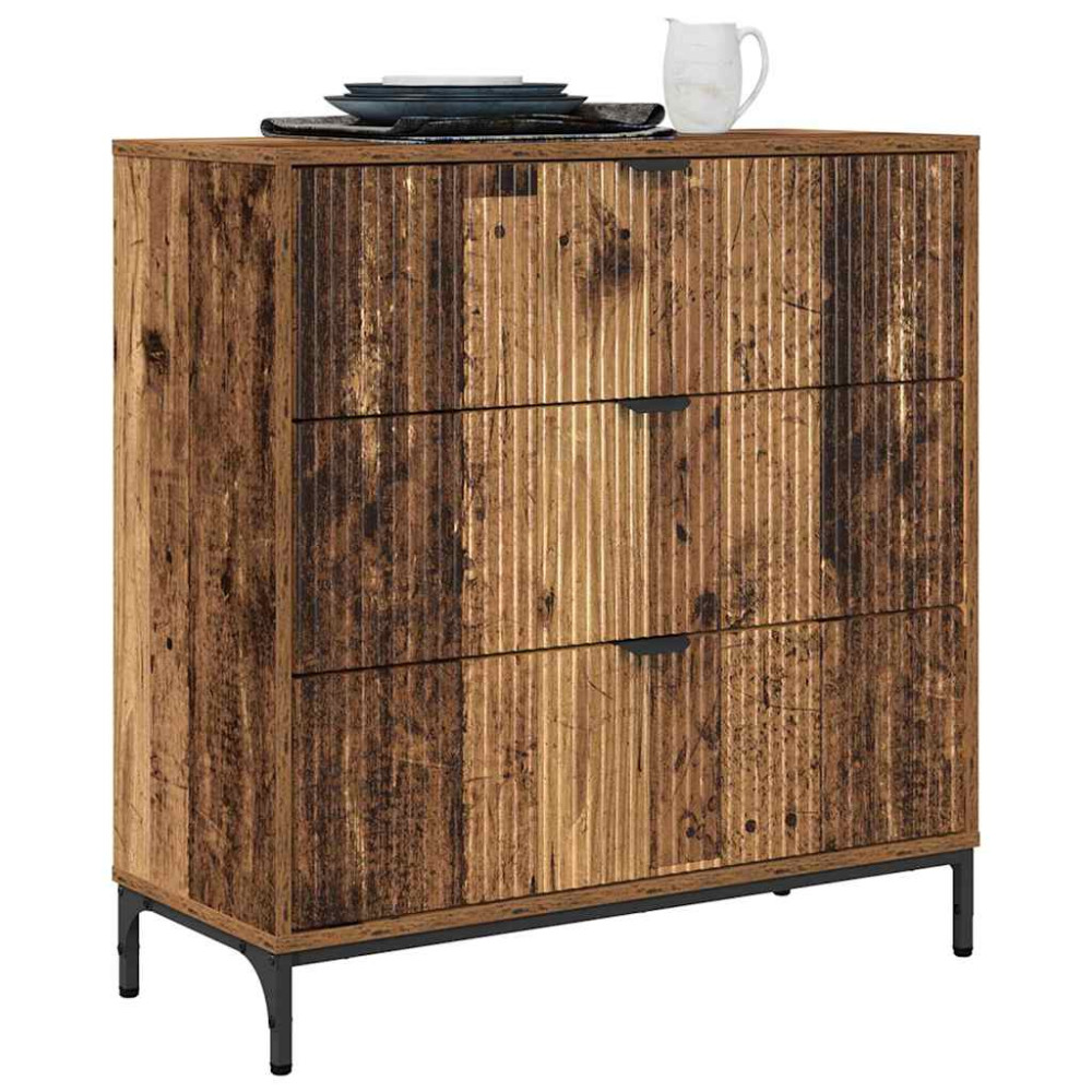 Produktbild för Sideboard Gammalt trä 79,5 x 33 x 82 cm Konstruerat trä