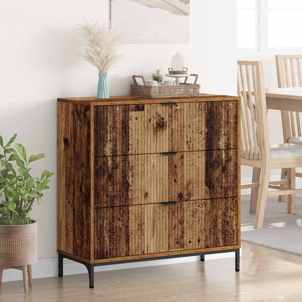 Produktbild för Sideboard Gammalt trä 79,5 x 33 x 82 cm Konstruerat trä