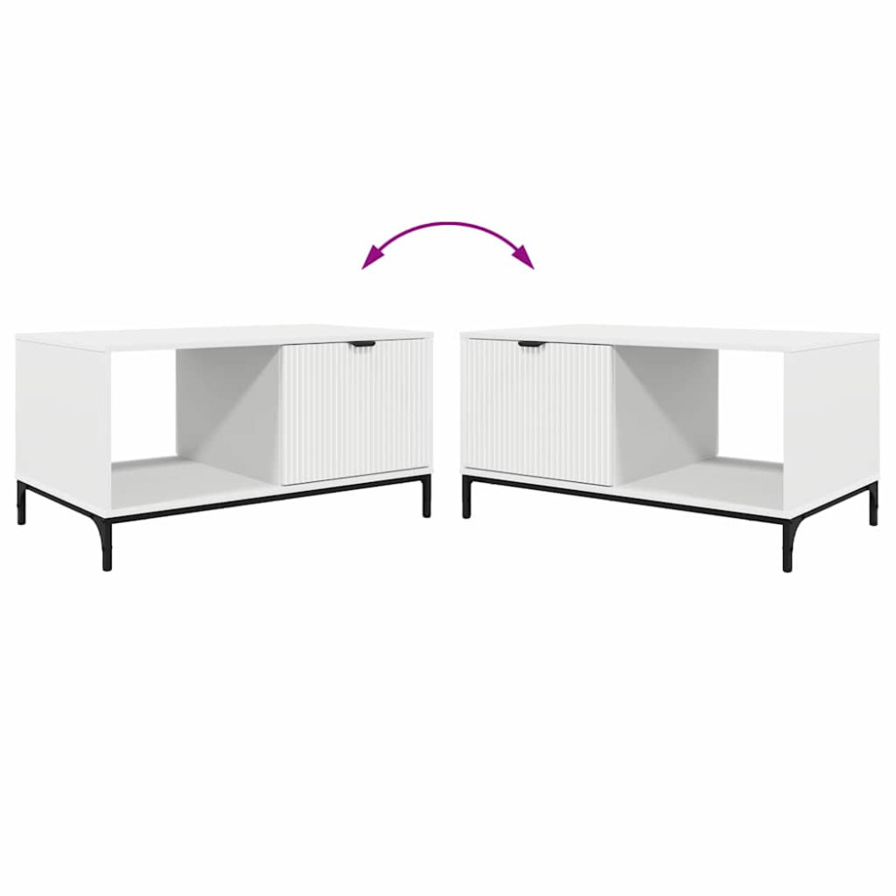 Produktbild för Kaffeebord med låda Vit 90 x 49 x 46 cm Konstruerat trä