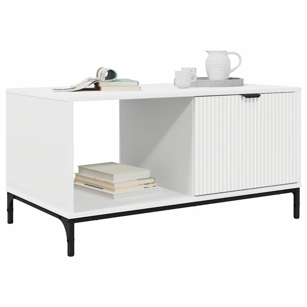 Produktbild för Kaffeebord med låda Vit 90 x 49 x 46 cm Konstruerat trä