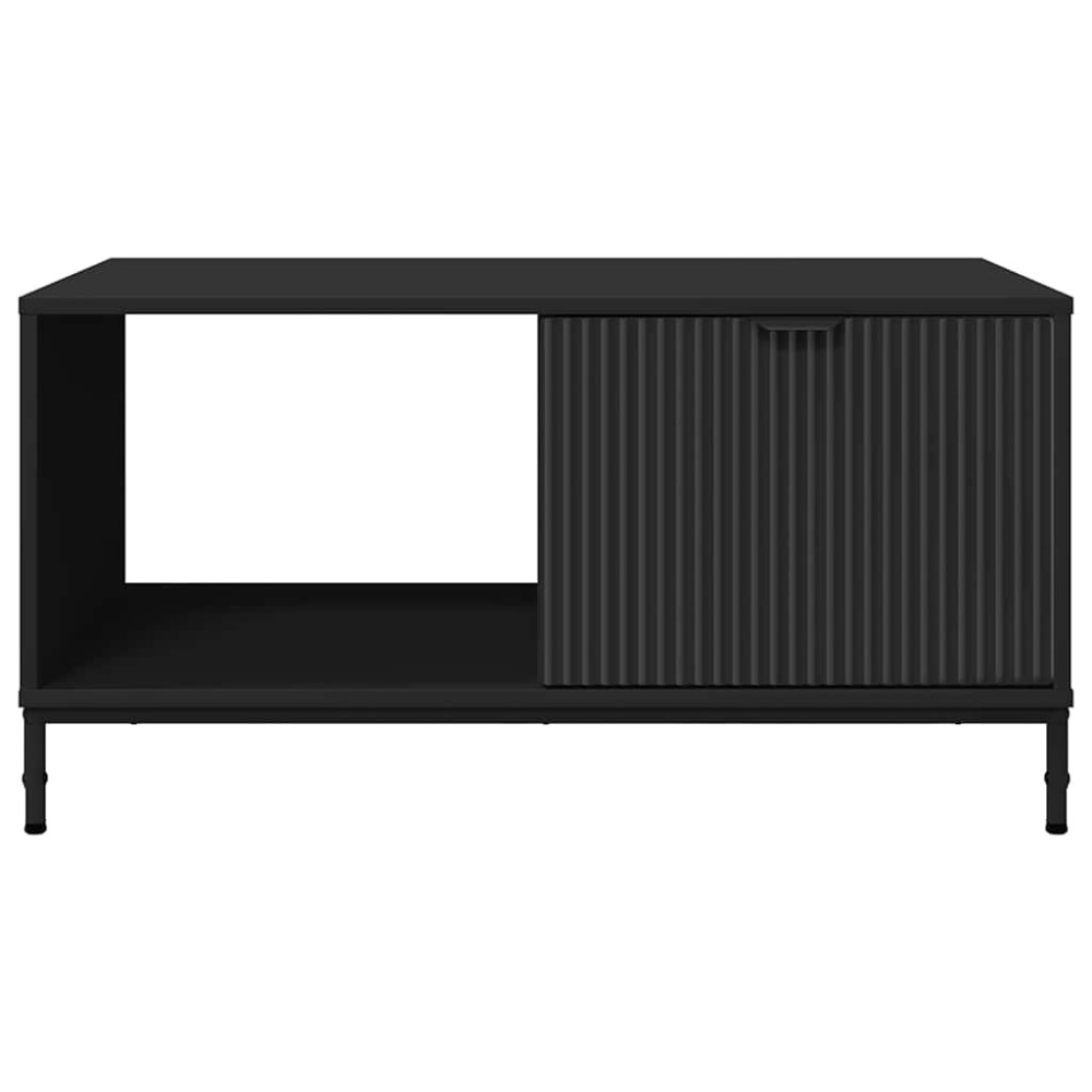 Produktbild för Kaffeebord med låda Svart Ek 90 x 49 x 46 cm Konstruerat trä