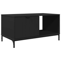 Produktbild för Kaffeebord med låda Svart Ek 90 x 49 x 46 cm Konstruerat trä