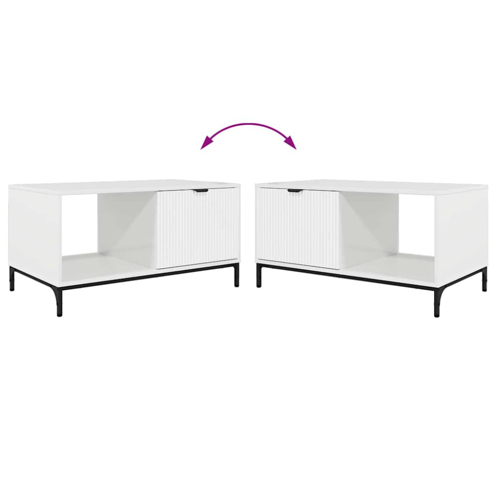 Produktbild för Kaffeebord Högblanka vita 90 x 49 x 46 cm Konstruerat trä