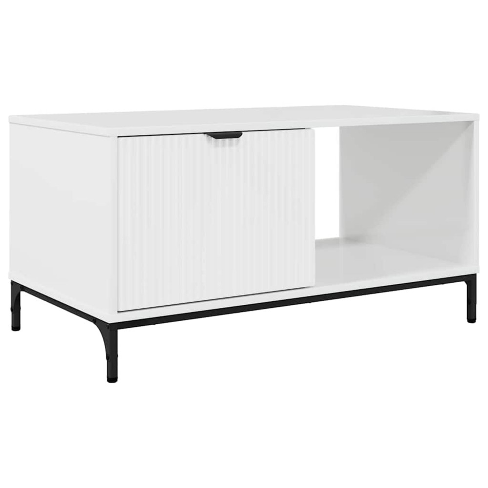 Produktbild för Kaffeebord Högblanka vita 90 x 49 x 46 cm Konstruerat trä