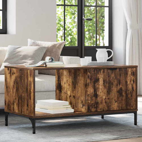 vidaXL Kaffeebord med låda Rökt ek 90 x 49 x 46 cm Konstruerat trä