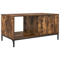Produktbild för Kaffeebord med låda Rökt ek 90 x 49 x 46 cm Konstruerat trä