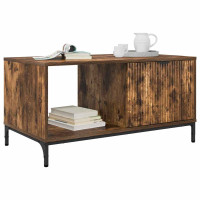 Produktbild för Kaffeebord med låda Rökt ek 90 x 49 x 46 cm Konstruerat trä