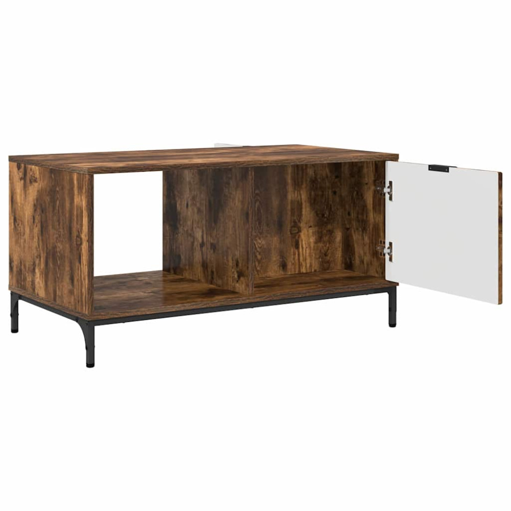 Produktbild för Kaffeebord med låda Rökt ek 90 x 49 x 46 cm Konstruerat trä