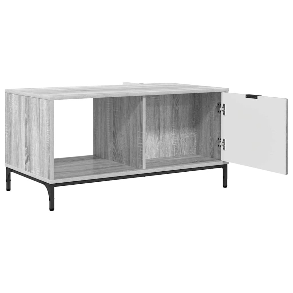 Produktbild för Kaffeebord med låda Grå Sonoma 90 x 49 x 46 cm Konstruerat trä