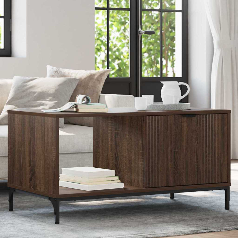 Produktbild för Kaffeebord med låda Brun Ek 90 x 49 x 46 cm Konstruerat trä