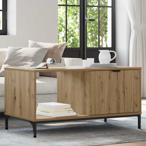 vidaXL Kaffeebord med låda Artisan Ek 90 x 49 x 46 cm Konstruerat trä