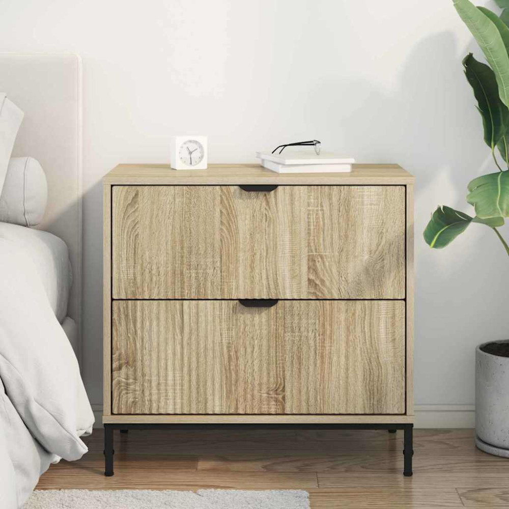 Produktbild för Sängbord med låda Sonoma ek 63.5 x 36 x 61 cm Konstruerat trä
