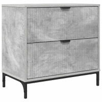 Produktbild för Sängbord med låda Betonggrå 63.5 x 36 x 61 cm Konstruerat trä