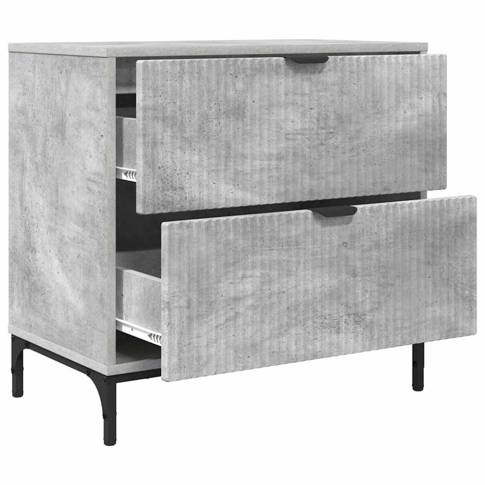 Produktbild för Sängbord med låda Betonggrå 63.5 x 36 x 61 cm Konstruerat trä