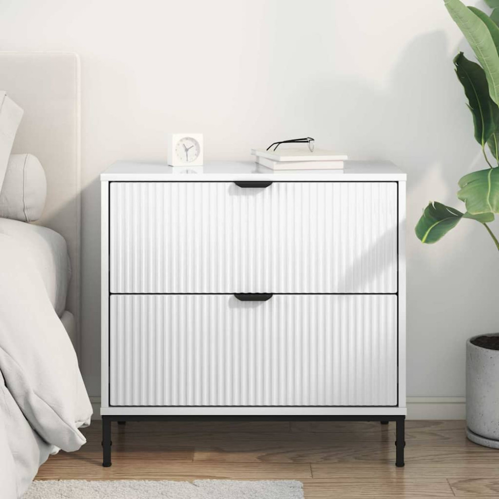 Produktbild för Sängbord Vit högglans 63.5 x 36 x 61 cm Konstruerat trä